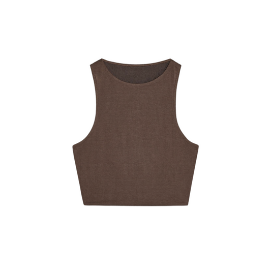 FLOWING CROP TOP - Brown