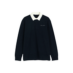 BLACK REGULAR FIT COTTON RUGBY SHIRT