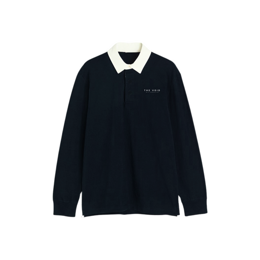 BLACK REGULAR FIT COTTON RUGBY SHIRT