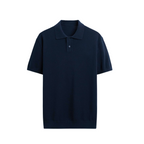 TEXTURED KNIT NAVY BLUE POLO SHIRT SHIRT