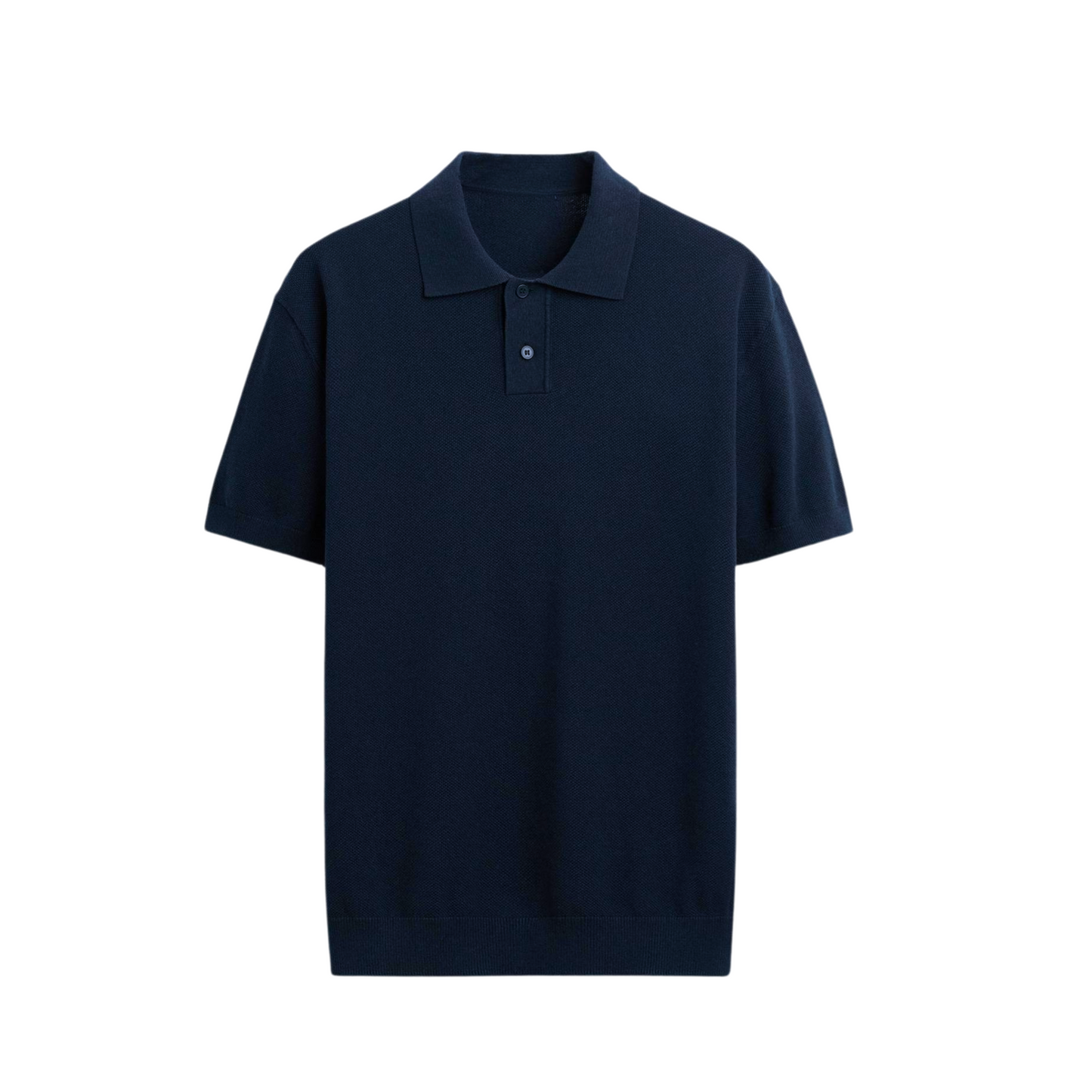 TEXTURED KNIT NAVY BLUE POLO SHIRT SHIRT
